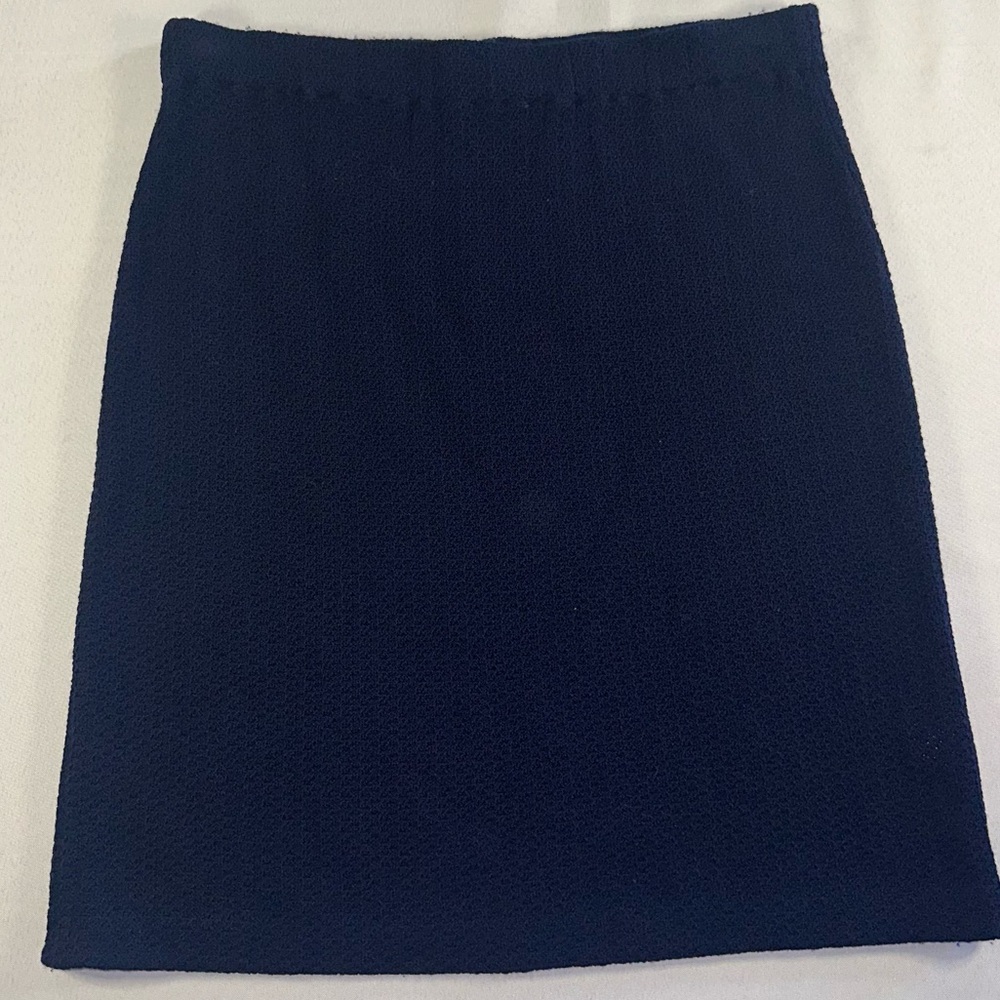 St. John Navy Knit Pencil Skirt Size 4 Elastic Waiste Stretch